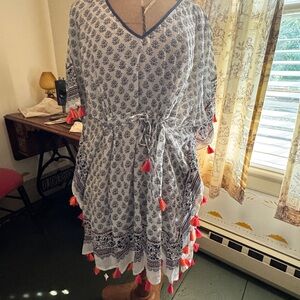 Hill Bohemian Floral Print Dress with Tassels